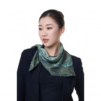 Khăn lụa vuông Ngọc Hoa mẫu Bích lam ngọc 70*70cm